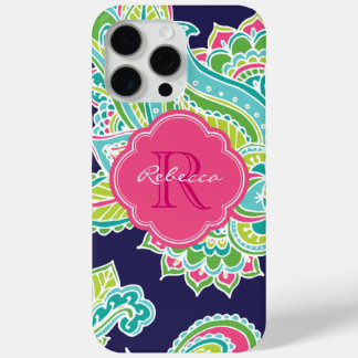 Coque Case-Mate iPhone Monogramme sur mesure de la marine Bohemian Paisle