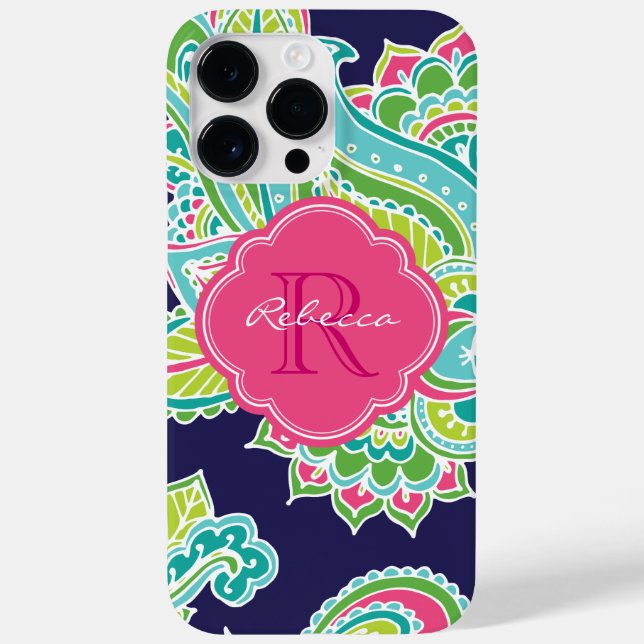Coques Case-Mate iPhone Monogramme sur mesure de la marine Bohemian Paisle (Verso)