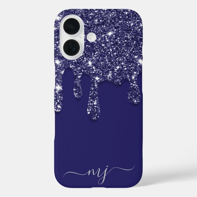Coques Case-Mate iPhone Monogramme sur mesure de la Parties scintillant bl (Verso)