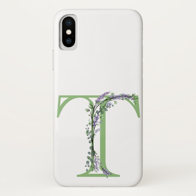 Coques Case-Mate iPhone Monogramme T Lavande Eucalyptus (Dos)