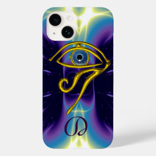 Coque Pour iPhone 14 MONOGRAMME TALISMAN BLEU Violet Violet Blanc viole