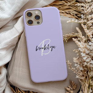 Coque Case-Mate iPhone Monogramme tendance lavande blanc noir Script