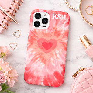 Coque Case-Mate iPhone Monogramme Tie Dye Coeur 