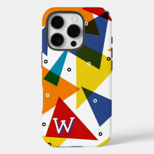 Coque iPhone 16 Pro Monogramme Triangles modernes Abstraits