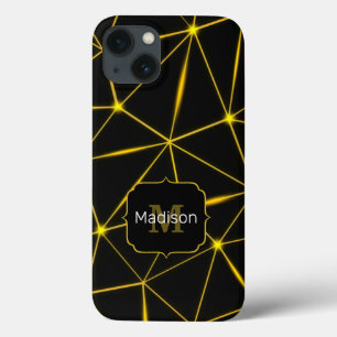 Case-Mate iPhone Case Monogramme triangles noirs géométriques lignes dor