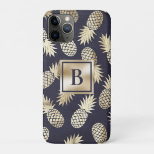 Case-Mate iPhone Case Monogramme Tropical Ananas Girly Gold Navy