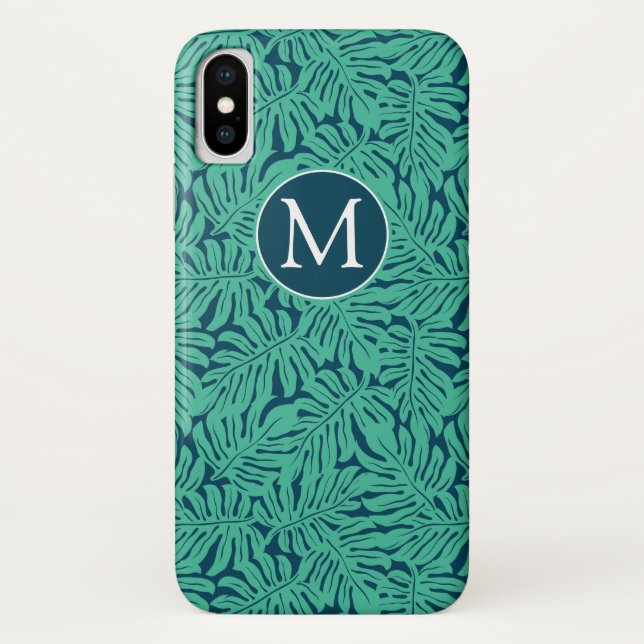 Coques Case-Mate iPhone Monogramme tropical du motif | de feuille de (Dos)