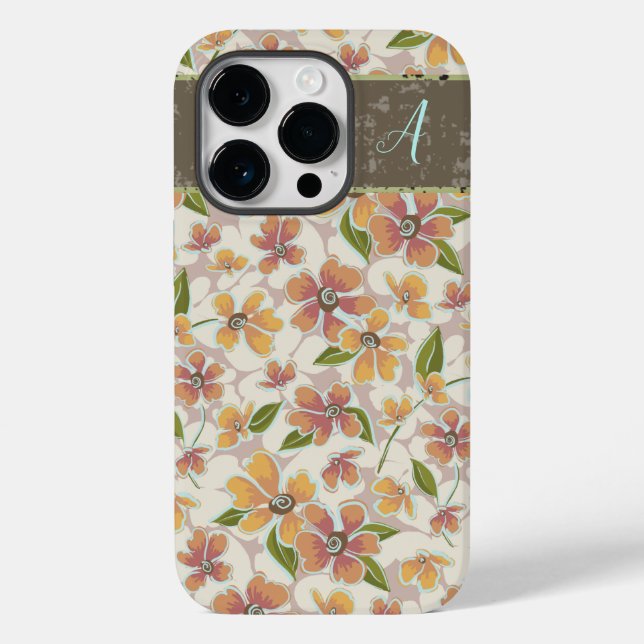 Coques Case-Mate iPhone Monogramme Tropical Retro Floral (Verso)