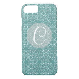 Coque iPhone 8/7 Monogramme turquoise avec Motif