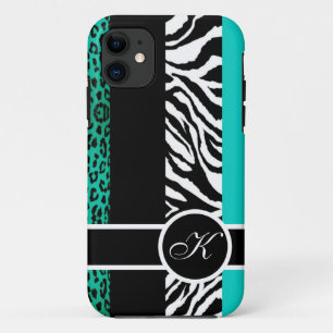 Case-Mate iPhone Case Monogramme turquoise de poster de animal de