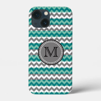 Case-Mate iPhone Case Monogramme Turquoise et Grey Chevron Zigzag