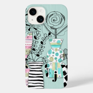 Coque Case-Mate iPhone Monogramme Turquoise Floral moderne du milieu du s