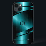 Coque Case-Mate iPhone Monogramme Turquoise Green Metallic Design<br><div class="desc">Design métallique vert turquoise élégant, look en acier inoxydable avec lignes dynamiques. monogramme personnalisable et optionnel. Il est disponible sur d'autres produits. Pas du métal réel mais image de la texture métallique. Si vous avez besoin d'aide pour customiser, changer de couleur ou autre chose à l'un de mes designs, contactez...</div>
