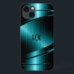 Coque Case-Mate iPhone Monogramme Turquoise Green Metallic Design<br><div class="desc">Design métallique vert turquoise élégant, look en acier inoxydable avec lignes dynamiques. monogramme personnalisable et optionnel. Il est disponible sur d'autres produits. Pas du métal réel mais image de la texture métallique. Si vous avez besoin d'aide pour customiser, changer de couleur ou autre chose à l'un de mes designs, contactez...</div>