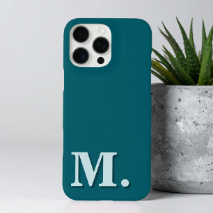 Coque iPhone 16 Pro Max Monogramme Turquoise minimaliste