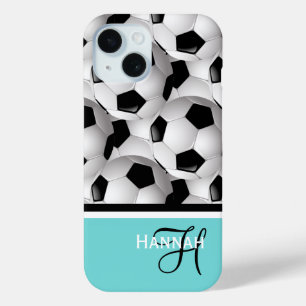 Coque Case-Mate iPhone Monogramme Turquoise Soccer Motif de balle