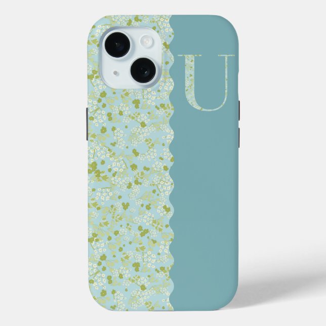Coques Case-Mate iPhone MONOGRAMME U ACQUA PETITES FLEURS Cas (Verso)