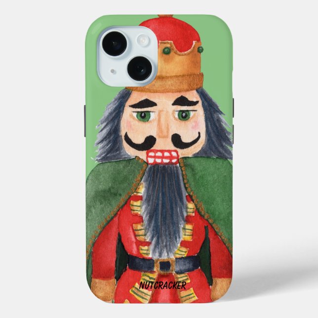 Coques Case-Mate iPhone Monogramme unique caricature noix de cou vert (Verso)