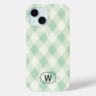 Coque Case-Mate iPhone Monogramme unique encadré sur la menthe et la En v