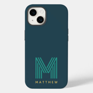 Coque Case-Mate iPhone Monogramme vert bleu minimaliste gras