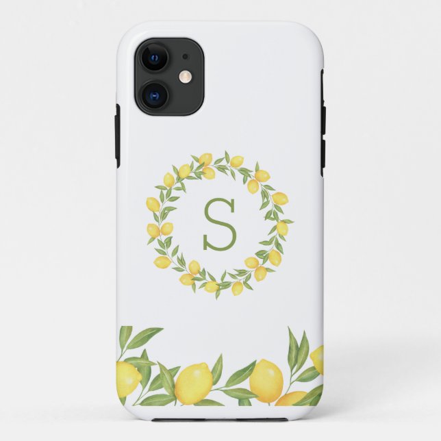 Coques Case-Mate iPhone Monogramme vert citrons (Dos)