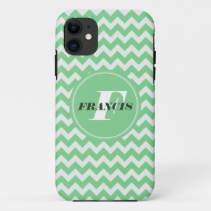 Etui iPhone Case-Mate Monogramme vert et blanc Motif Chevron