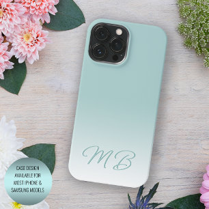 Coque Case-Mate iPhone Monogramme vert menthe mousse de mer élégant perso