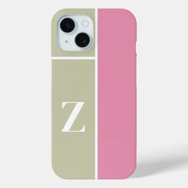 Coques Case-Mate iPhone Monogramme vert moderne PInk (Verso)