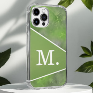 Coque iPhone 16 Pro Max Monogramme vert Sage moderne