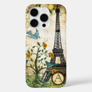 Coque iPhone 16 Pro Monogramme Vintage Bird Tour Eiffel i