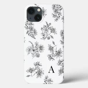 Case-Mate iPhone Case Monogramme vintage Botanique Noir Blanc
