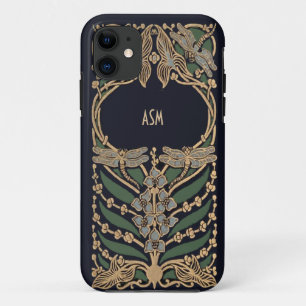 Coque iPhone 11 Monogramme vintage de Nouveau d'art