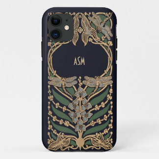 Coque iPhone 11 Monogramme vintage de Nouveau d'art