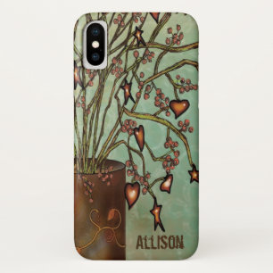 Case-Mate iPhone Case Monogramme vintage Faux Tin Vase avec arbre cardia