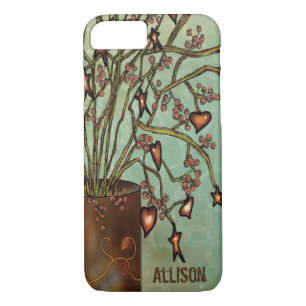 Case-Mate iPhone Case Monogramme vintage Faux Tin Vase avec arbre cardia
