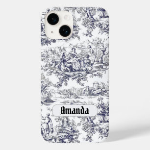 Coque Case-Mate iPhone monogramme vintage floral noir toile de jouy