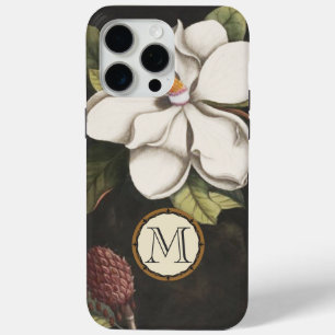 Coque iPhone 15 Pro Max Monogramme Vintage Magnolia Floral Motif iphone
