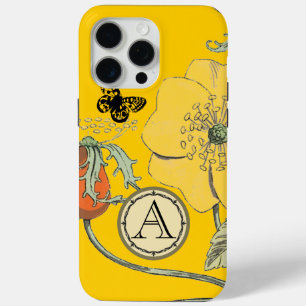 Coque iPhone 15 Pro Max Monogramme Vintage moderne Poppy Flower iphone