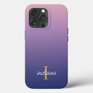 Case-Mate iPhone Case Monogramme Violet Bleu Ombré Style Nom Script