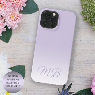 Coque Case-Mate iPhone Monogramme Violet Lavande Lumière Personnalisé