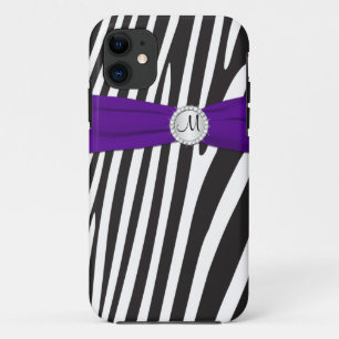 Coque Case-Mate iPhone Monogramme violet noir blanc Zèbre rayé iPhone 5