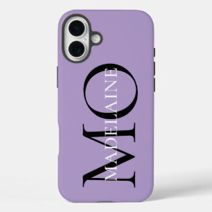 Coque Pour iPhone 16 Plus Monogramme violet noir personnel