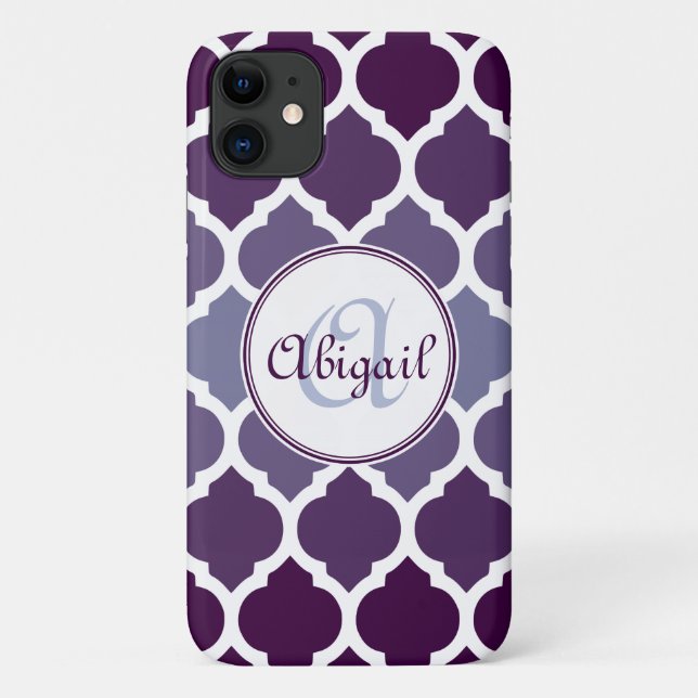 Coques Case-Mate iPhone Monogramme violet ombre Motif marocain en treillis (Dos)