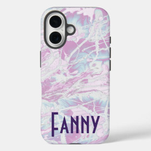 Coque Pour iPhone 16 monogramme violet rétro texte personnalisé