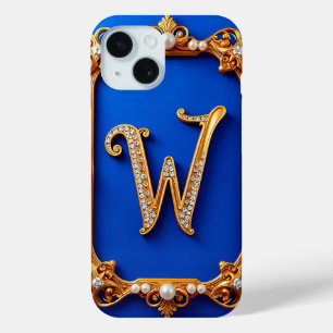 Coque Case-Mate iPhone Monogramme W doré élégant décoré de perles