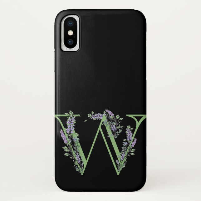 Coques Case-Mate iPhone Monogramme W Lavender Eucalyptus (Dos)
