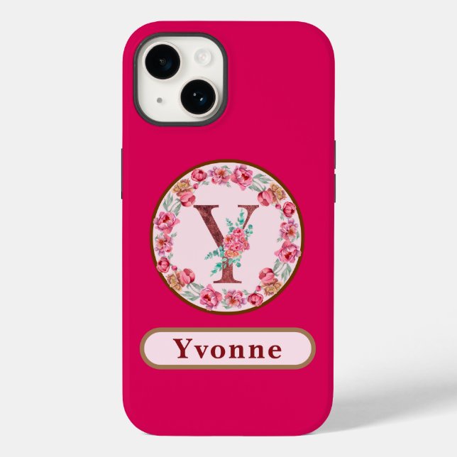 Coques Case-Mate iPhone Monogramme Y Floral Custom (Verso)