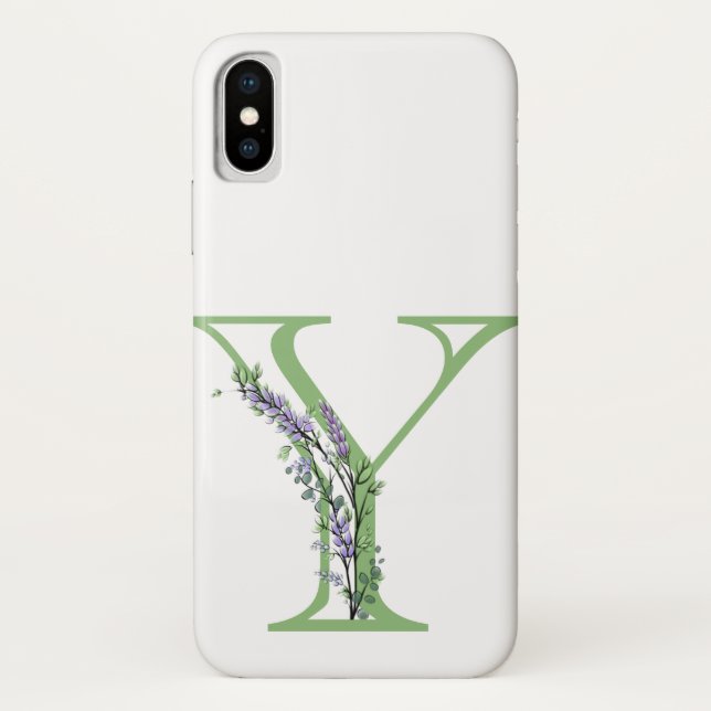 Coques Case-Mate iPhone Monogramme Y Lavender Eucalyptus (Dos)
