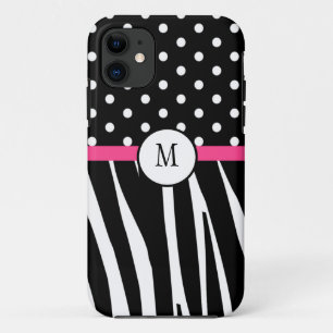 Coque iPhone 11 Monogramme Zebra Imprimer la couverture de l'iphon