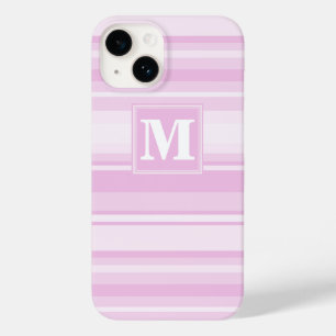 Coque Case-Mate iPhone Monogrammes à rayures roses pour bébé
